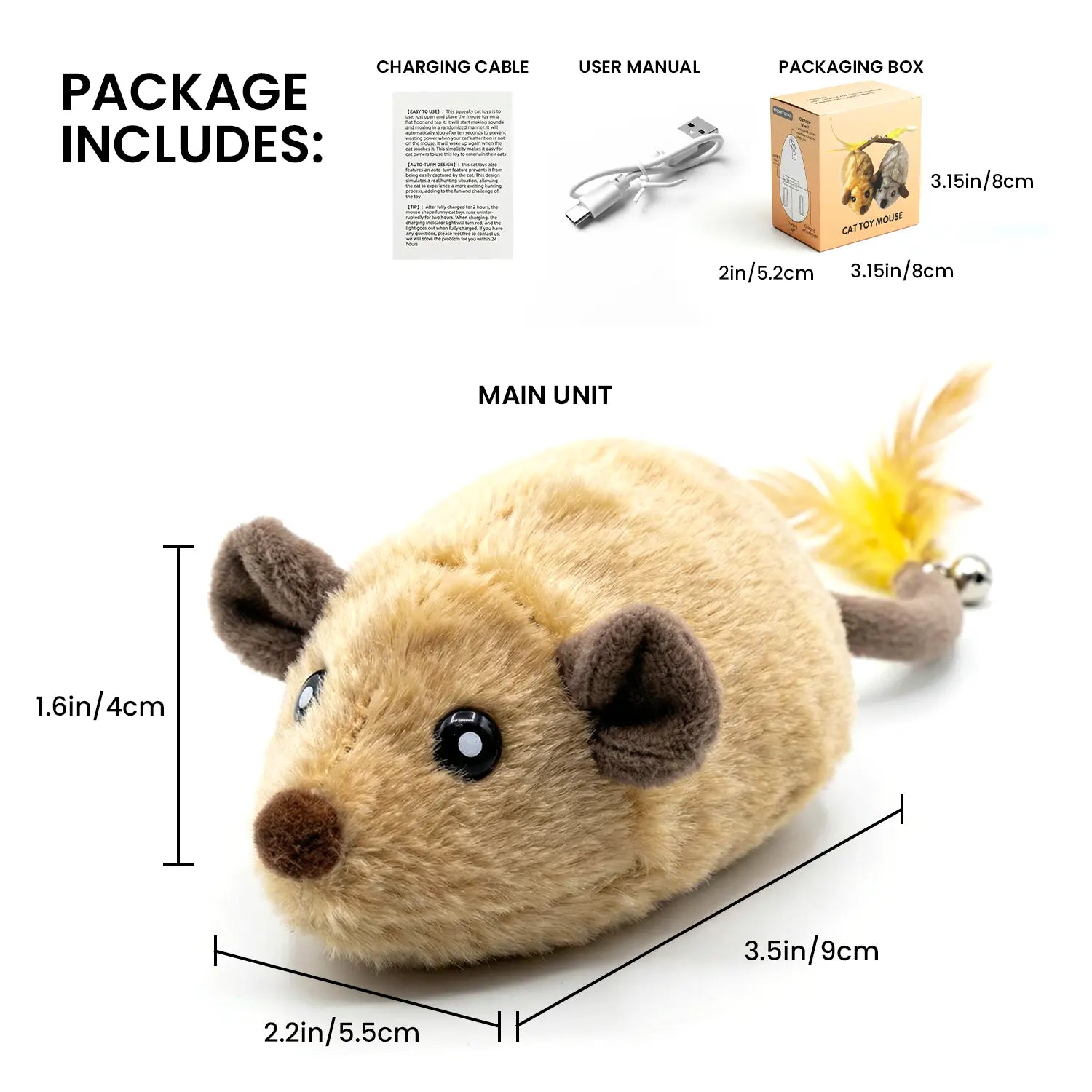 Geoorood Automatic Electric Cat Toy with Randomized Motion – USB Rechargeable Interactive Mouse Toy for Indoor Cats, Promoting Activity and Engagement