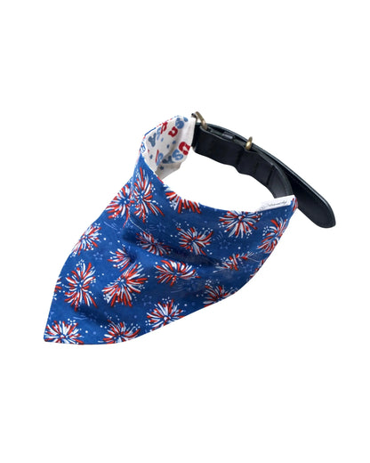 Fourth of July Pet Bandanas - 100% Cotton, Collar Slide-On and Tie Design, Machine Washable