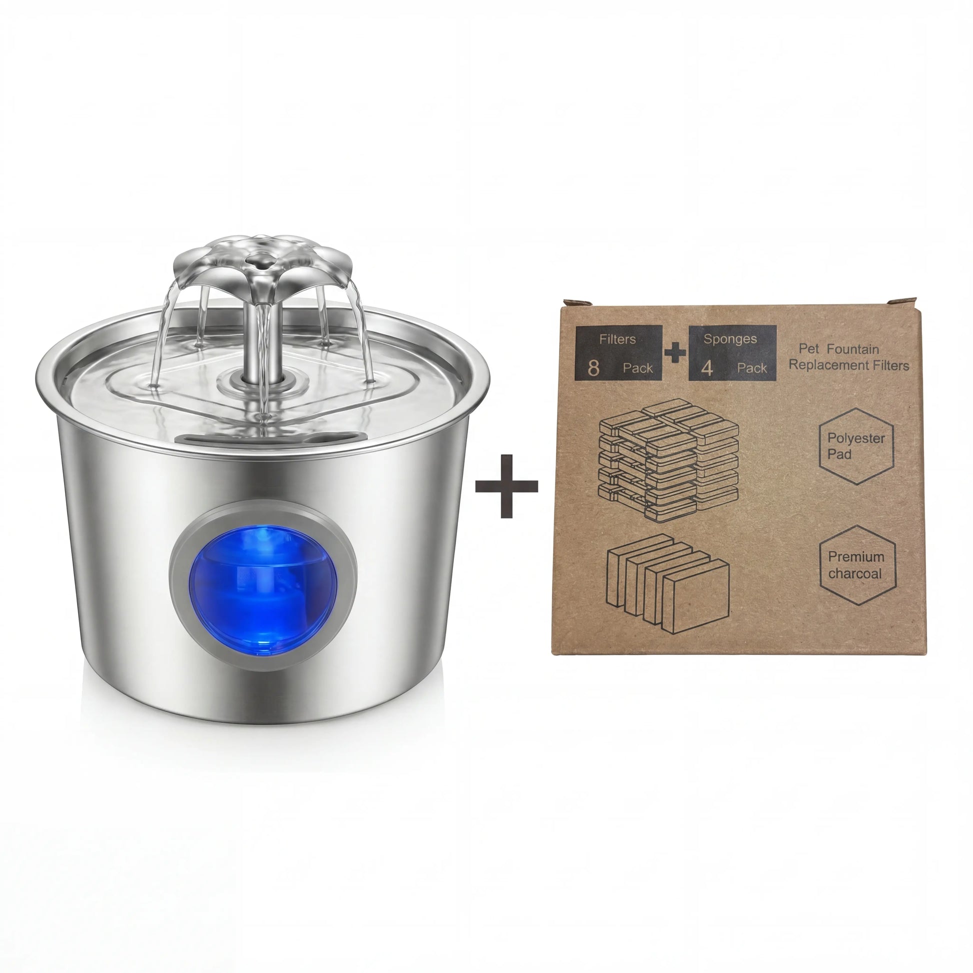 Professional Silent Cat Water Dispenser 2.2L - Stainless Steel Water Outlet with Night Light, 6-Layer Filtration, Automatic Gravity Supply, Leak-Proof Design, and Easy Maintenance