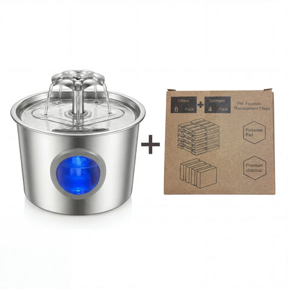 Professional Silent Cat Water Dispenser 2.2L - Stainless Steel Water Outlet with Night Light, 6-Layer Filtration, Automatic Gravity Supply, Leak-Proof Design, and Easy Maintenance