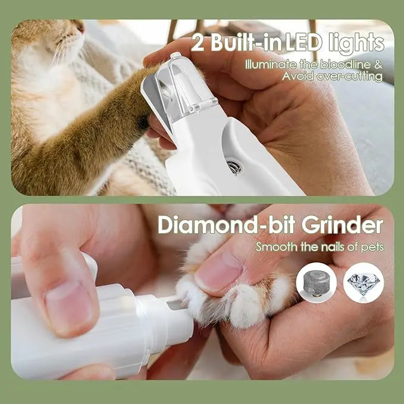 2-in-1 LED Pet Nail Clipper and Grinder with Rechargeable Design, Protective Guard, Quick Sensor, and Nail File for Dogs, Cats, and Rabbits