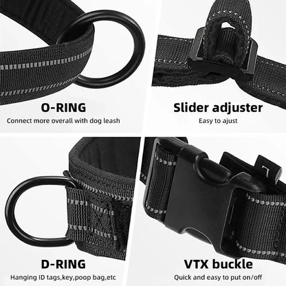Universal Reflective Strip Dog Harness - Tactical No-Pull Safety Design with Adjustable Multi-Size Fit and Durable High-Visibility Polyester Webbing for Enhanced Control