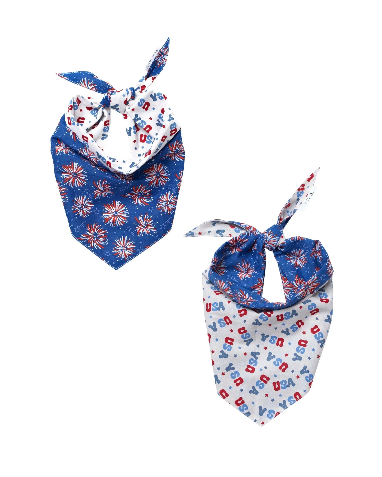 Fourth of July Pet Bandanas - 100% Cotton, Collar Slide-On and Tie Design, Machine Washable
