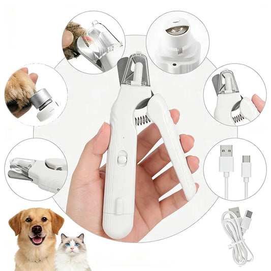 2-in-1 LED Pet Nail Clipper and Grinder with Rechargeable Design, Protective Guard, Quick Sensor, and Nail File for Dogs, Cats, and Rabbits