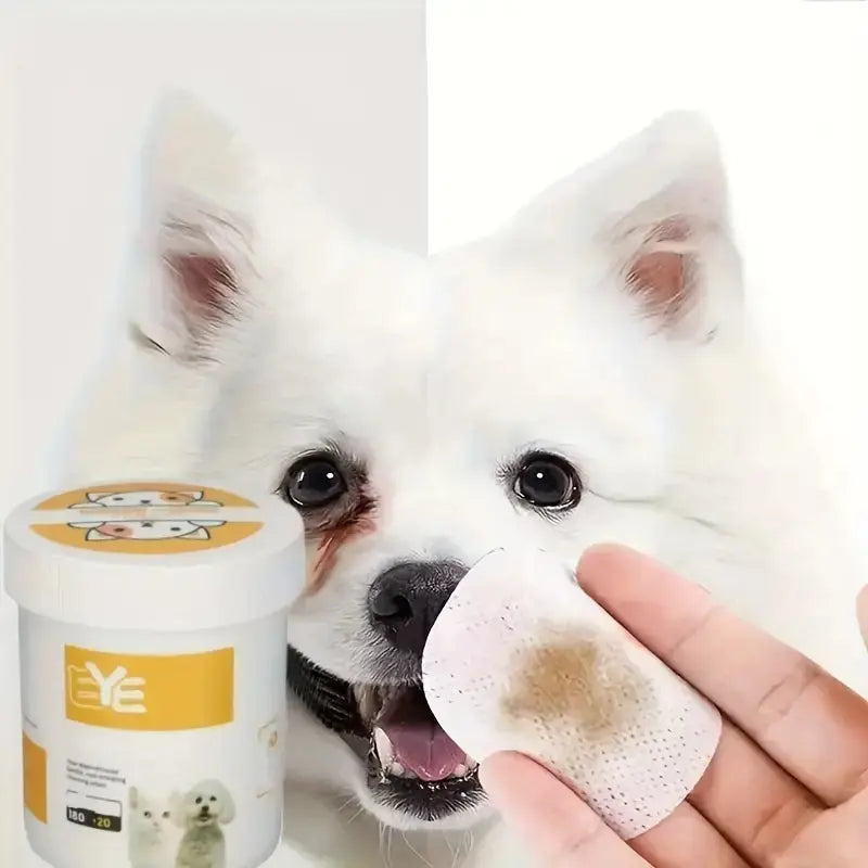 Pet Eye Cleaning Wipes - 200 Count Set, Durable Polyester Material, Safe for Cats, Essential Pet Supplies