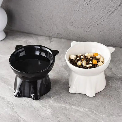 2-Piece Elevated Pet Feeding Bowl Set, Anti-Vomit Design for Neck and Spine Protection, Non-Slip Base, Durable Plastic, Ideal for Cats and Small Dogs