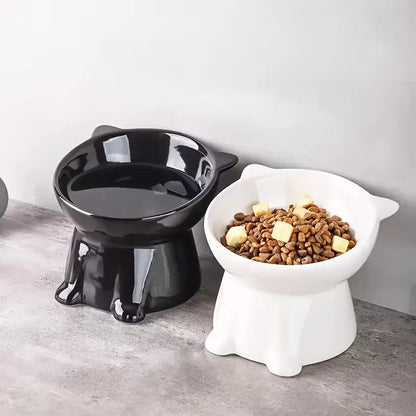 2-Piece Elevated Pet Feeding Bowl Set, Anti-Vomit Design for Neck and Spine Protection, Non-Slip Base, Durable Plastic, Ideal for Cats and Small Dogs