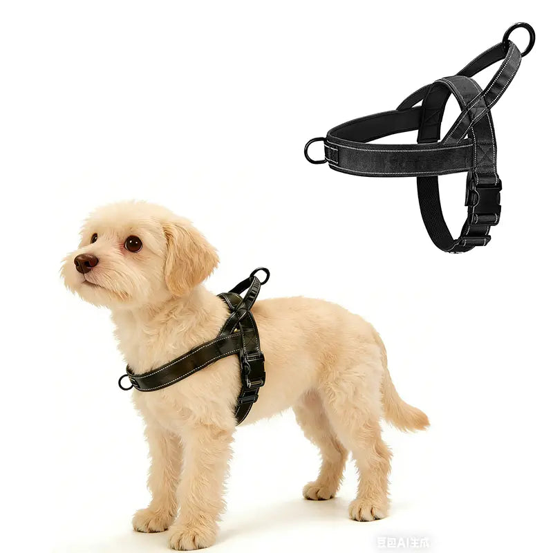 Universal Reflective Strip Dog Harness - Tactical No-Pull Safety Design with Adjustable Multi-Size Fit and Durable High-Visibility Polyester Webbing for Enhanced Control