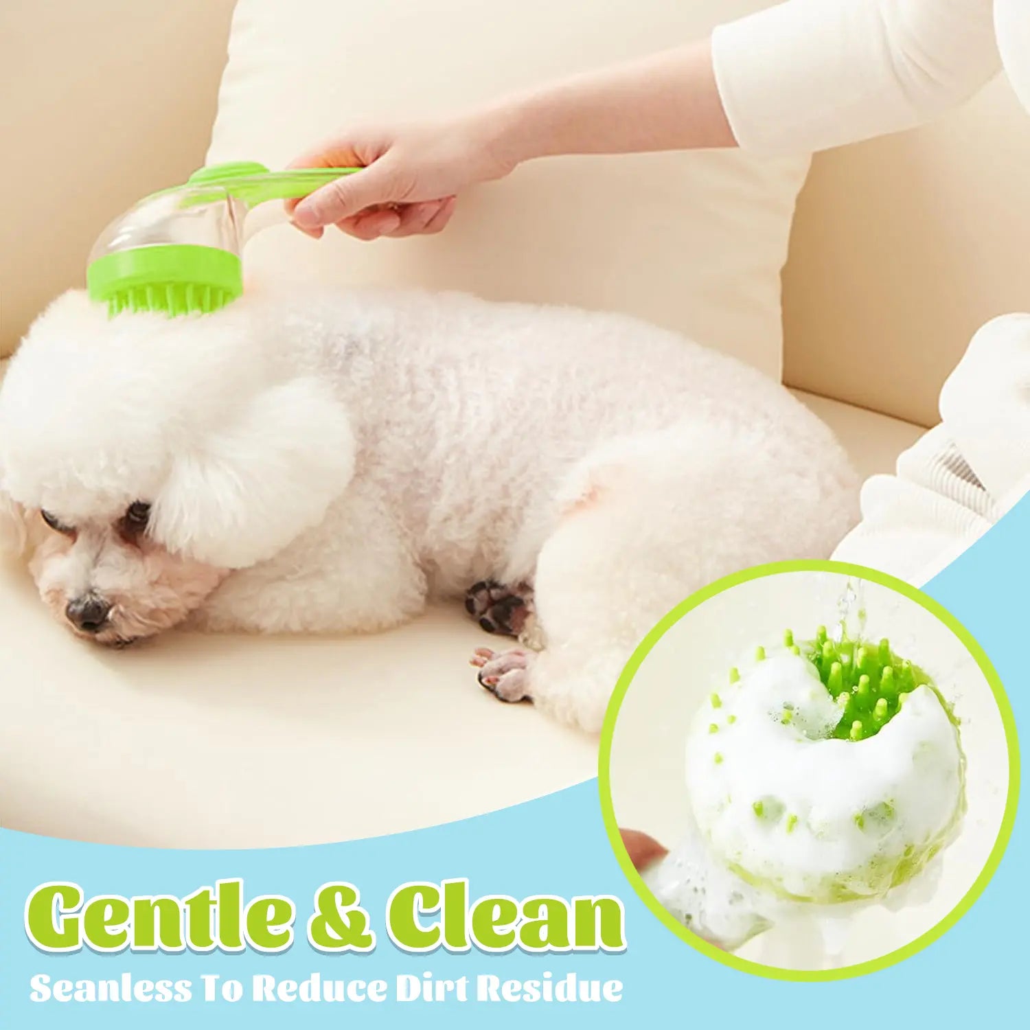 Pet Bath Brush with Integrated Shampoo Dispenser for Dogs and Cats, Ergonomic Design, Gentle Massage Grooming Tool, User-Friendly Essential for Pet Bathing