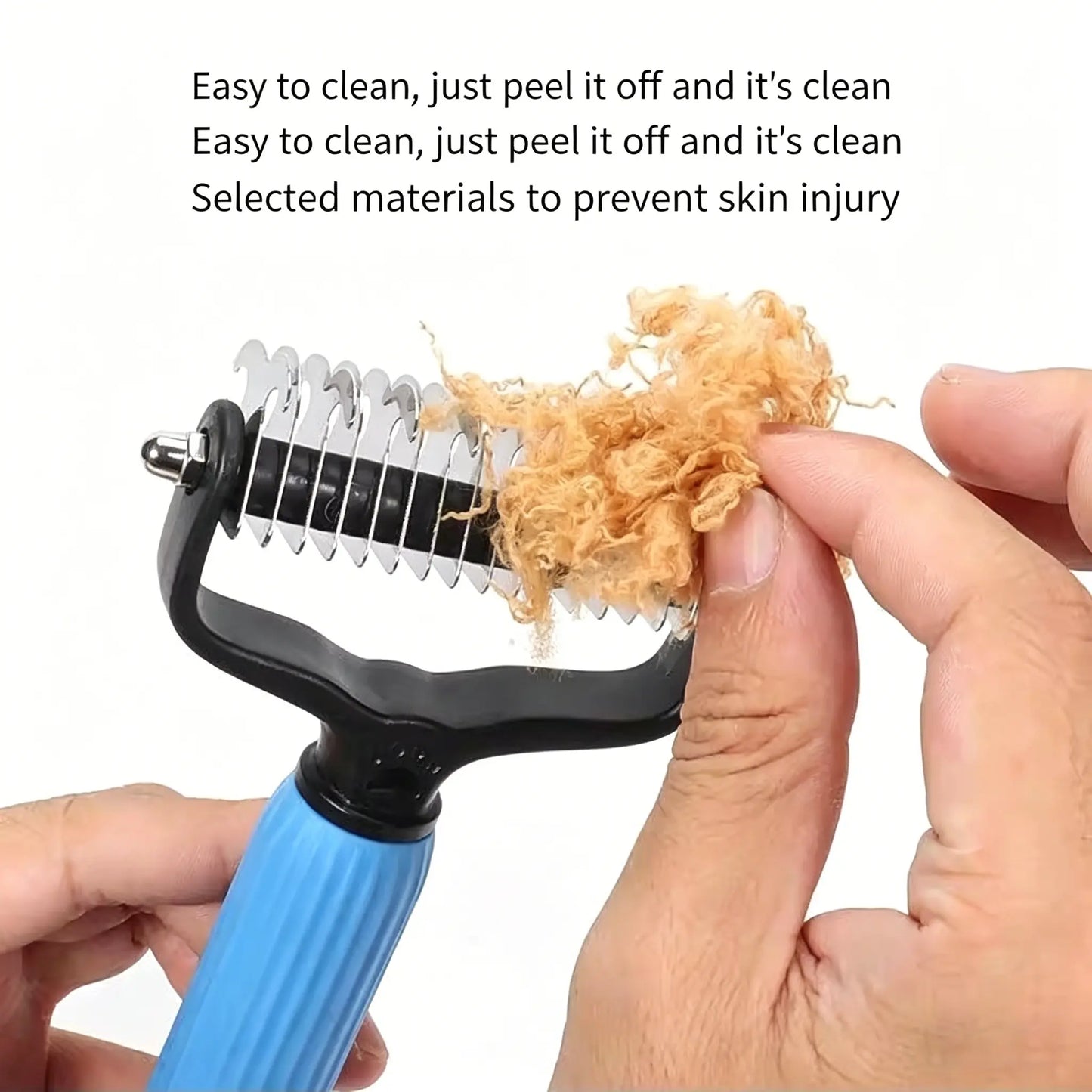 Pet Detangling Comb and Double-Sided Grooming Brush for Dogs and Cats with One-Click Undercoat Rake for Shedding and Mats