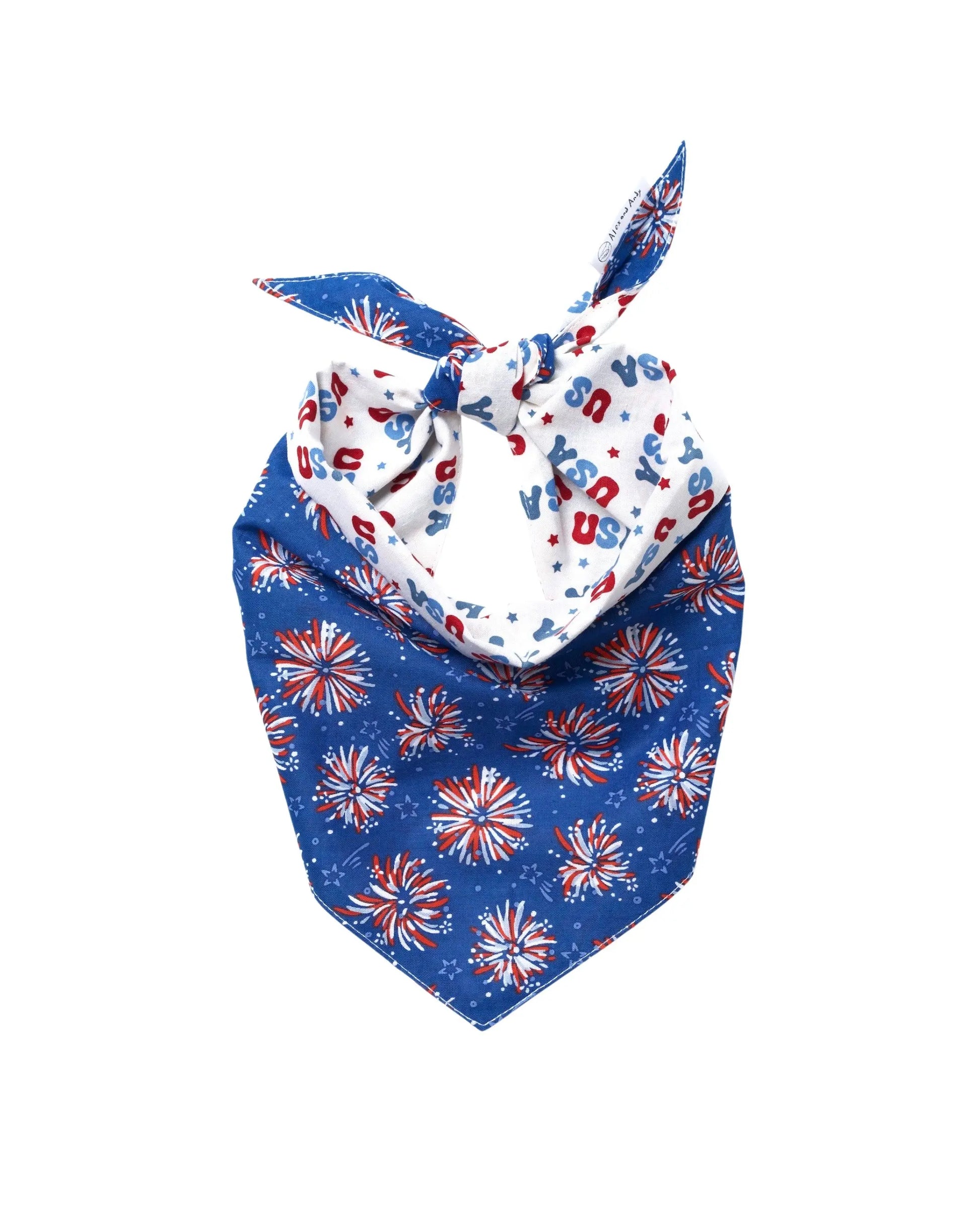 Fourth of July Pet Bandanas - 100% Cotton, Collar Slide-On and Tie Design, Machine Washable