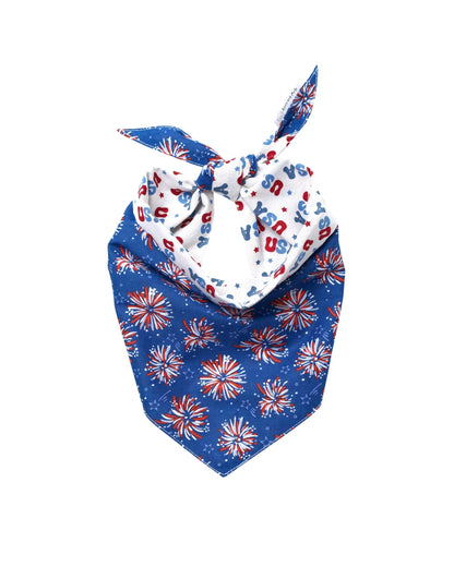 Fourth of July Pet Bandanas - 100% Cotton, Collar Slide-On and Tie Design, Machine Washable