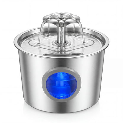 Professional Silent Cat Water Dispenser 2.2L - Stainless Steel Water Outlet with Night Light, 6-Layer Filtration, Automatic Gravity Supply, Leak-Proof Design, and Easy Maintenance