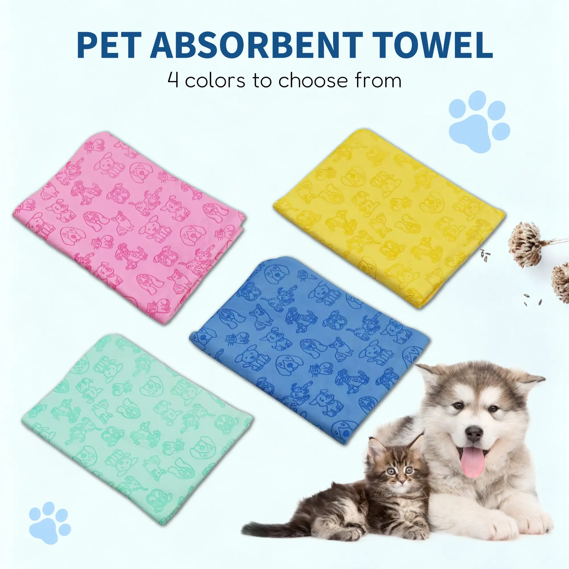 Premium Quick-Dry Pet Towel for Dogs and Cats - Ultra Soft, Highly Absorbent Bath Towel for Grooming and Post-Bath Care