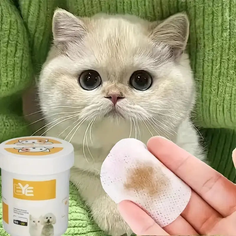 Pet Eye Cleaning Wipes - 200 Count Set, Durable Polyester Material, Safe for Cats, Essential Pet Supplies
