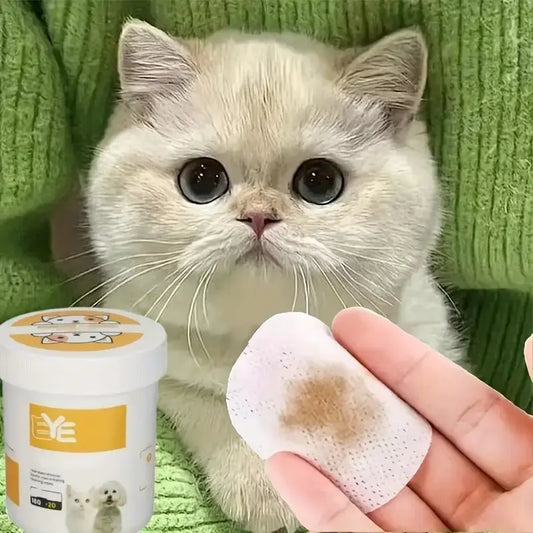Pet Eye Cleaning Wipes - 200 Count Set, Durable Polyester Material, Safe for Cats, Essential Pet Supplies
