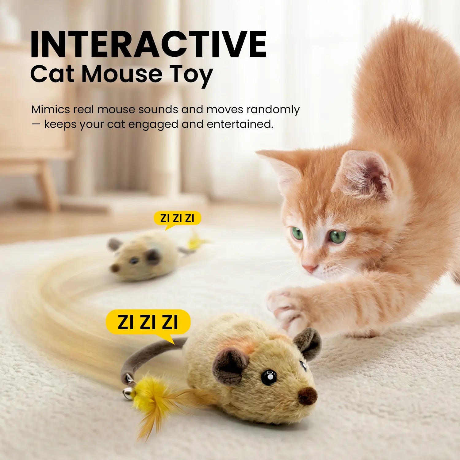 Geoorood Automatic Electric Cat Toy with Randomized Motion – USB Rechargeable Interactive Mouse Toy for Indoor Cats, Promoting Activity and Engagement