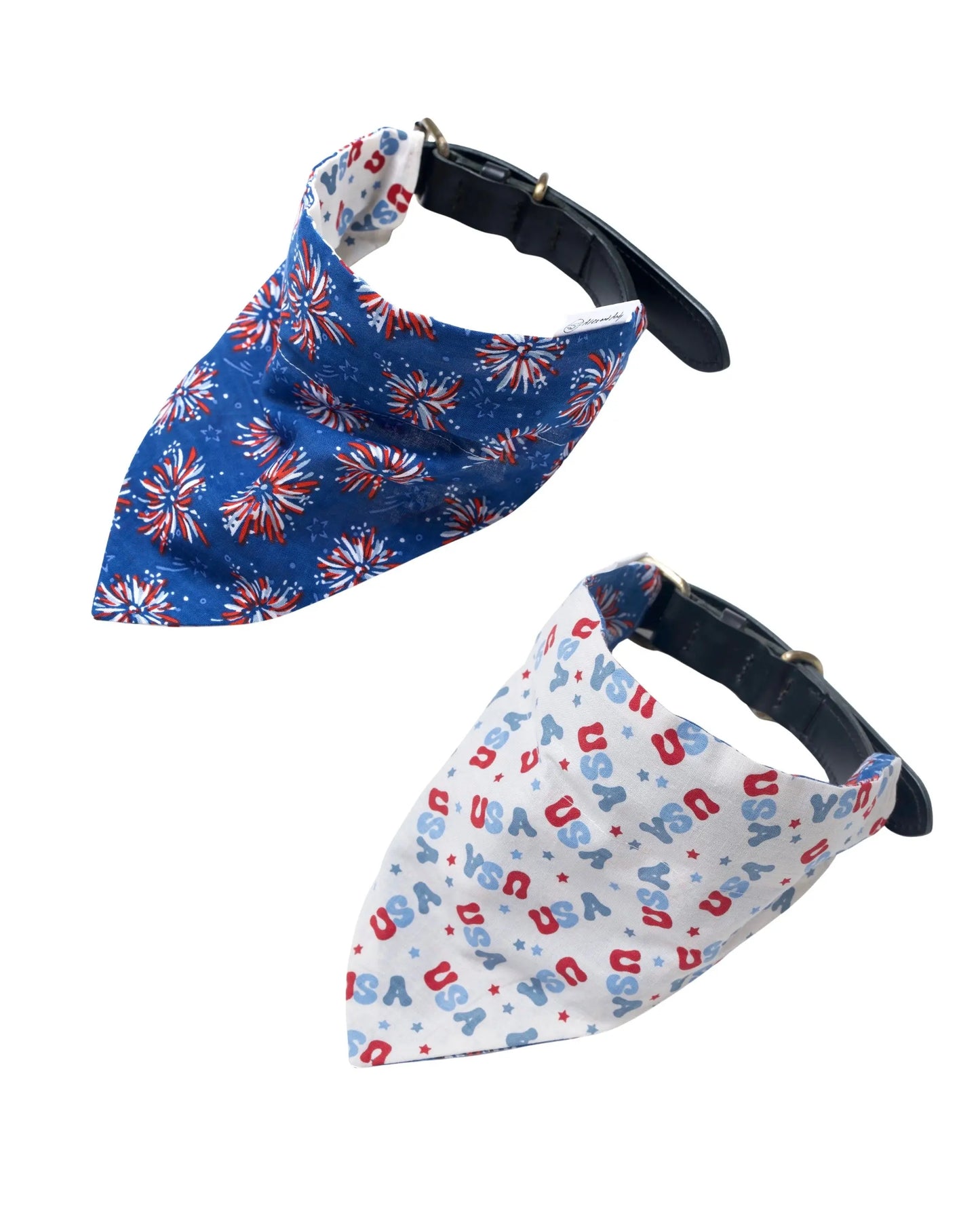 Fourth of July Pet Bandanas - 100% Cotton, Collar Slide-On and Tie Design, Machine Washable