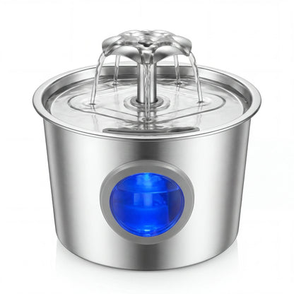 Professional Silent Cat Water Dispenser 2.2L - Stainless Steel Water Outlet with Night Light, 6-Layer Filtration, Automatic Gravity Supply, Leak-Proof Design, and Easy Maintenance